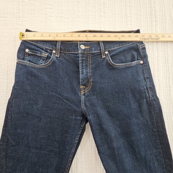 7 For All Mankind Slimmy Jeans Men's 34x33 Dark Wash Stretch Straight Leg EUC - Picture 4 of 16